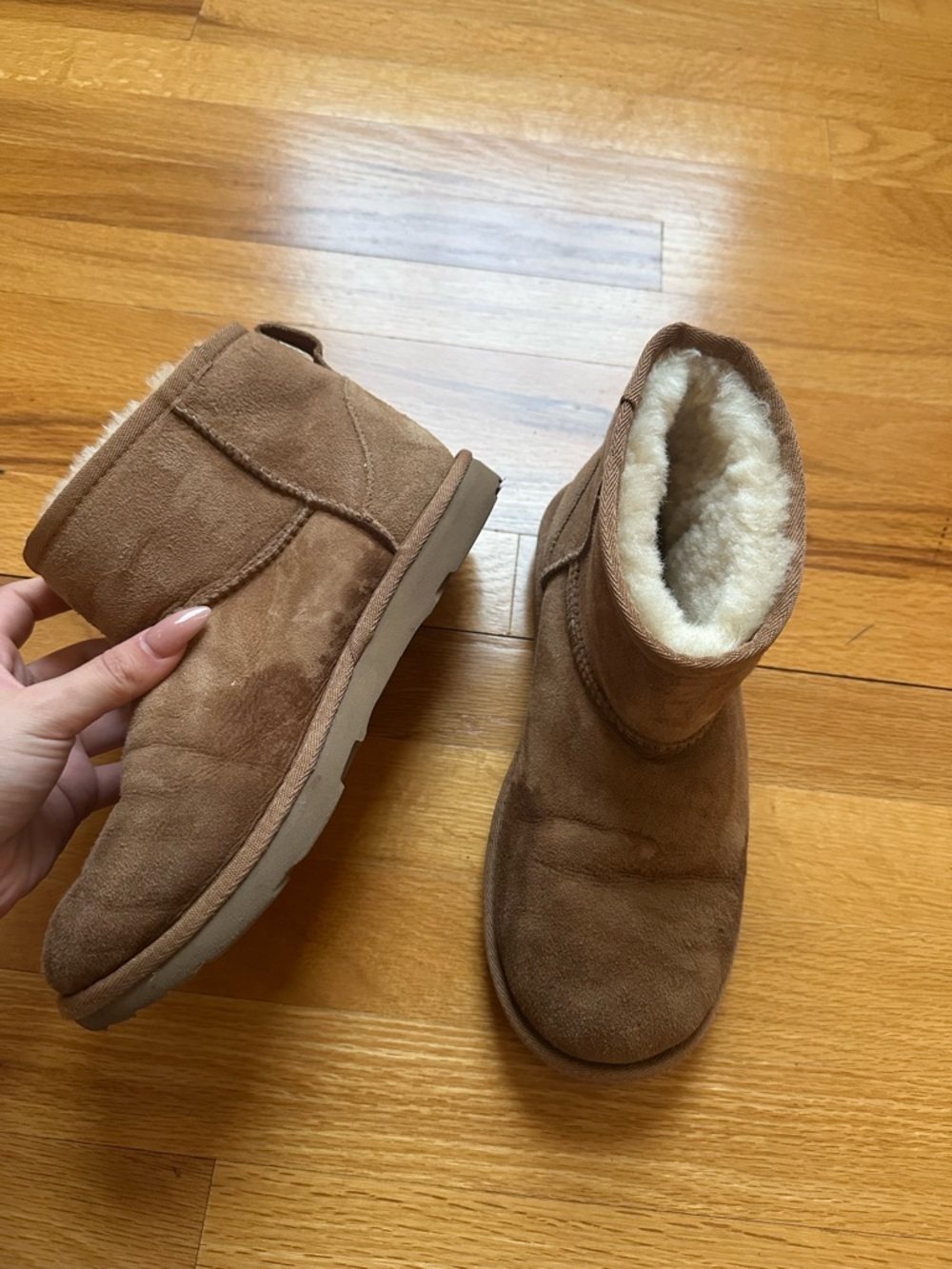 Uggs Cozy Suede Shearling-Lined Ankle Boots - Chestnut